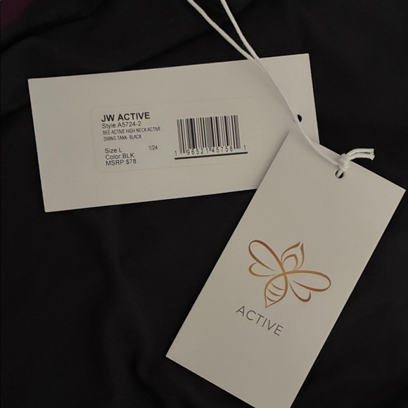 Johnny Was BEE ACTIVE HIGH NECK ACTIVE SWING TANK Large NWT Black Sleeveless - Picture 4 of 11